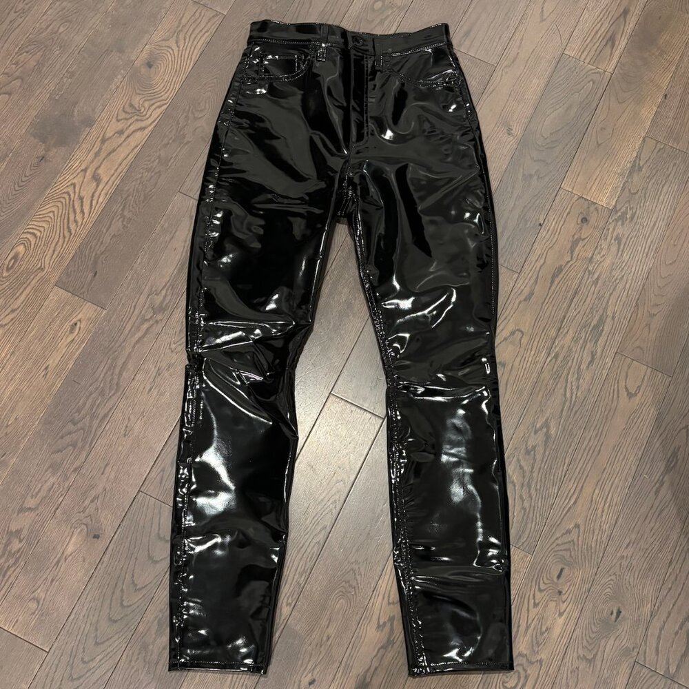 Rag & Bone Black Patent Straight Leg Pants sz 26